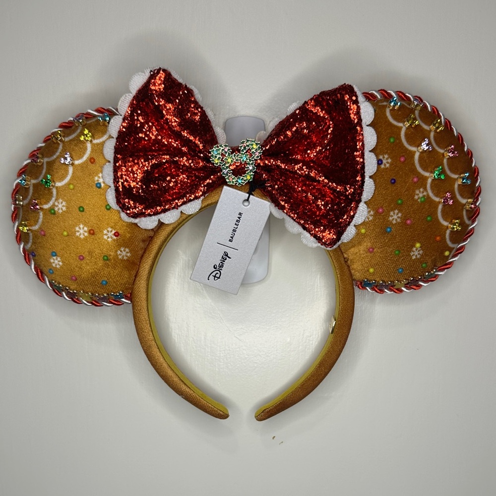 BaubleBar Disney Gingerbread Sequin Red Bow Ears